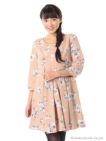 タックフラワーワンピ/茶系