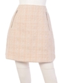 ダブルZIPラメツイードスカート/ベージュ