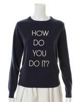 刺繍メッセージクループルオーバー/ネイビー