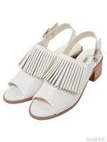 【abcdevol】ウェスタン調フリンジベルトサンダル/ホワイト