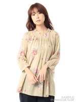 アンティークブーケプリントチュニック/ベージュ