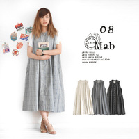 ウィンドウペンチェックノースリーブギャザーロングワンピース