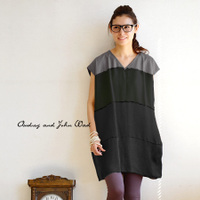 キュプラティアード切替Vネックツイルワンピース