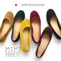 スエードレザーラウンドトゥフラットパンプス
