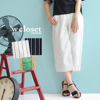 ストライプクロップドタックワイドパンツ