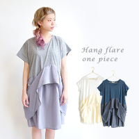 ハングフレアジョーゼットスカート切替ドルマンワンピース 