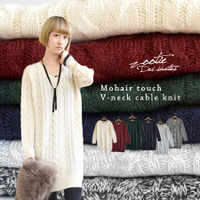 モヘヤタッチニット Vネックワンピース