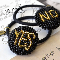 ラウンドビーズヘアゴム［YES.NO］  