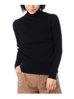 リブデザインタートルネックニットプルオーバー/ダークグリーン(023)