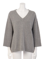 【AUNT MARIE'S】天竺編ミVネックニット/GRY