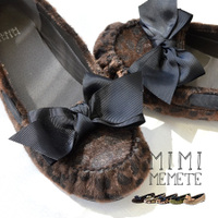 グログランリボンシャギーモカシンシューズ