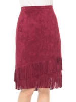 スエードフリンジスカート/エンジ