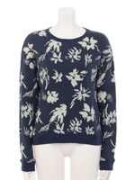 フラワープリントスウェットトップス/ネイビー