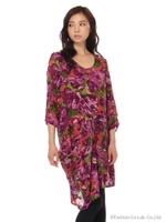 アブストラクトフラワープリントワンピース/ピンク