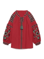 エスニッククロス刺繍トップス/RED