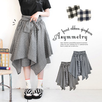 ギンガムチェックギザギザレイヤードスカート