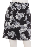 マイクロダンボール花柄コクーンスカート/ブラック