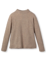 リブ編みボトルネックニットプルオーバー/ベージュ(052)