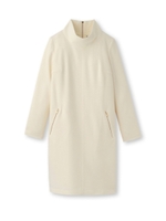 [L]ハイネックジップ使いウールワンピース/ホワイト(002)