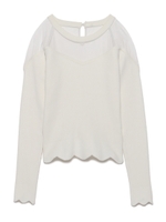 チュール切り替えニットトップス/BLK