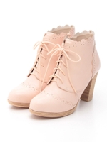 レースアップショートブーツ/ベビーピンク