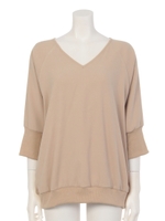 【mystic】スウェードタッチVネックプルオーバー/ベージュ