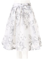 オーガンジーフラワーフレアミディスカート/パステルパープル