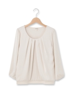 ラウンドネックタック八分袖カットソー/イエロー系(030)