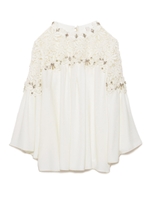 [L.B CANDY STOCK]レース切替ビジューフレアトップス/OWHT