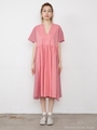 checker long dress/PINK×BLACK