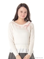 lovelyリボンペプラムニットPO/クリーム
