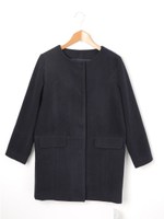 【philter】ウール混ノーカラーコクーンコート/ベージュ