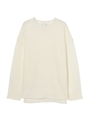 【O】ロールアップネックニットTOP/WHITE