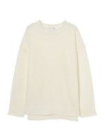 【O】ロールアップネックニットTOP/WHITE