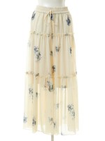 花柄マキシパンツ/ホワイト