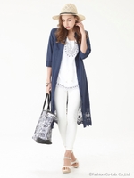 スカラップレースロングシャツ/OWHT