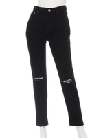 ダメージスキニーデニム（ブラック）/ブラック