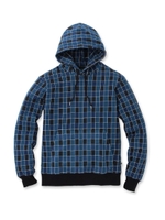 チェックプルパーカカーディガンジャージ/サックス(090)