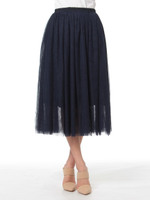 チュールミモレ丈スカート/ネイビー