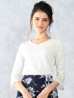 ハートカラーベルスリーブトップス/ブラック