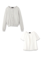 ブラウス&ニットカーディガンセット/ライトグレー(011)