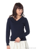 裾パール付ニット/カーキ