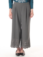 チューリップ柄ツイルクロップドバギーパンツ/グレー