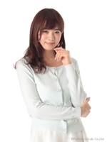 ワイドリブカラフルビジュー釦カーデ　2/ピンク