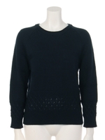 ガーター編みニットプルオーバー/ネイビー