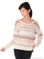 スラブマルチボーダーニット プルオーバー/ブルー(111)