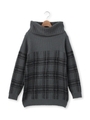 チェック柄リブ編みオフタートルネックニット/ネイビー(293)
