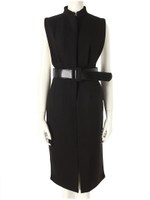 ベルト付スリットワンピース/ブラック