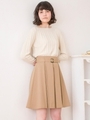 ベルト付プリーツスカート/ベージュ