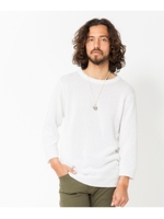 強撚コットンリンクス 7分丈スリーブニット/ベージュ(052)